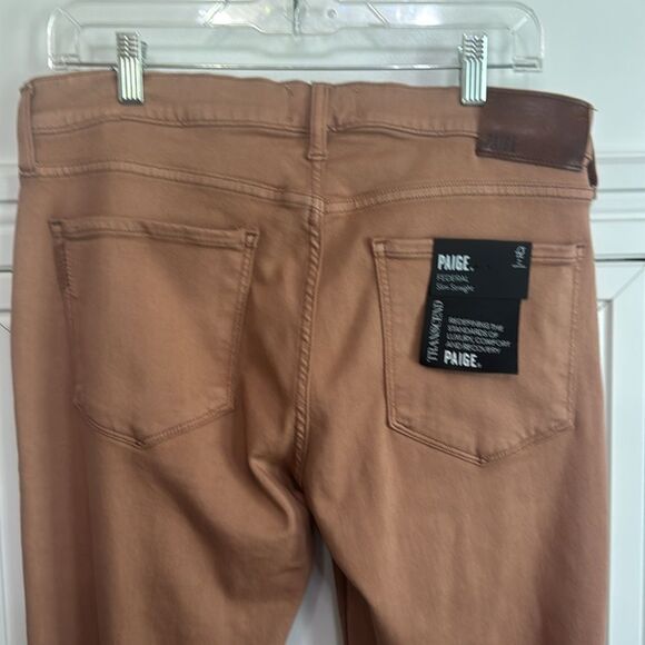 PAIGE Tan Slim Jeans Dusty Rose - Picture 3 of 6